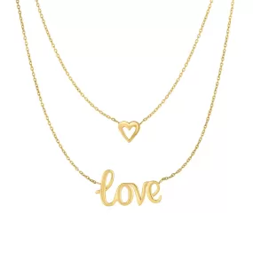 10K Gold Multi Layered ""Love"" Necklace