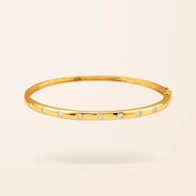 14K Gold Inlay Diamond Bangle