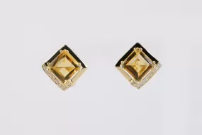 14k Yellow Gold 7.32tcw Citrine 0.08tcw Diamond Earrings (11.71g.)