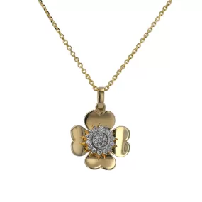 14K Yellow gold clover pendant necklace -V5