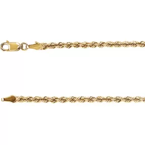 14K Yellow Gold Rope Chain, 24 Inches Long 3 mm  - CH957