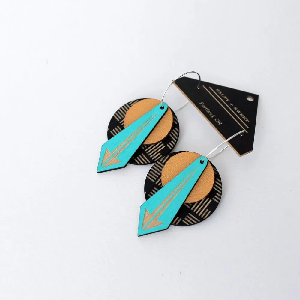 Architectural Lightweight Leather   Birch earring: Arrow