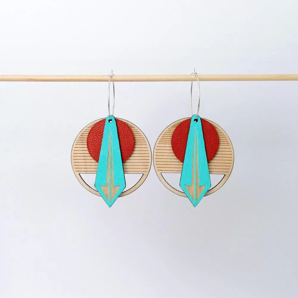 Architectural Lightweight Leather   Birch earring: Arrow