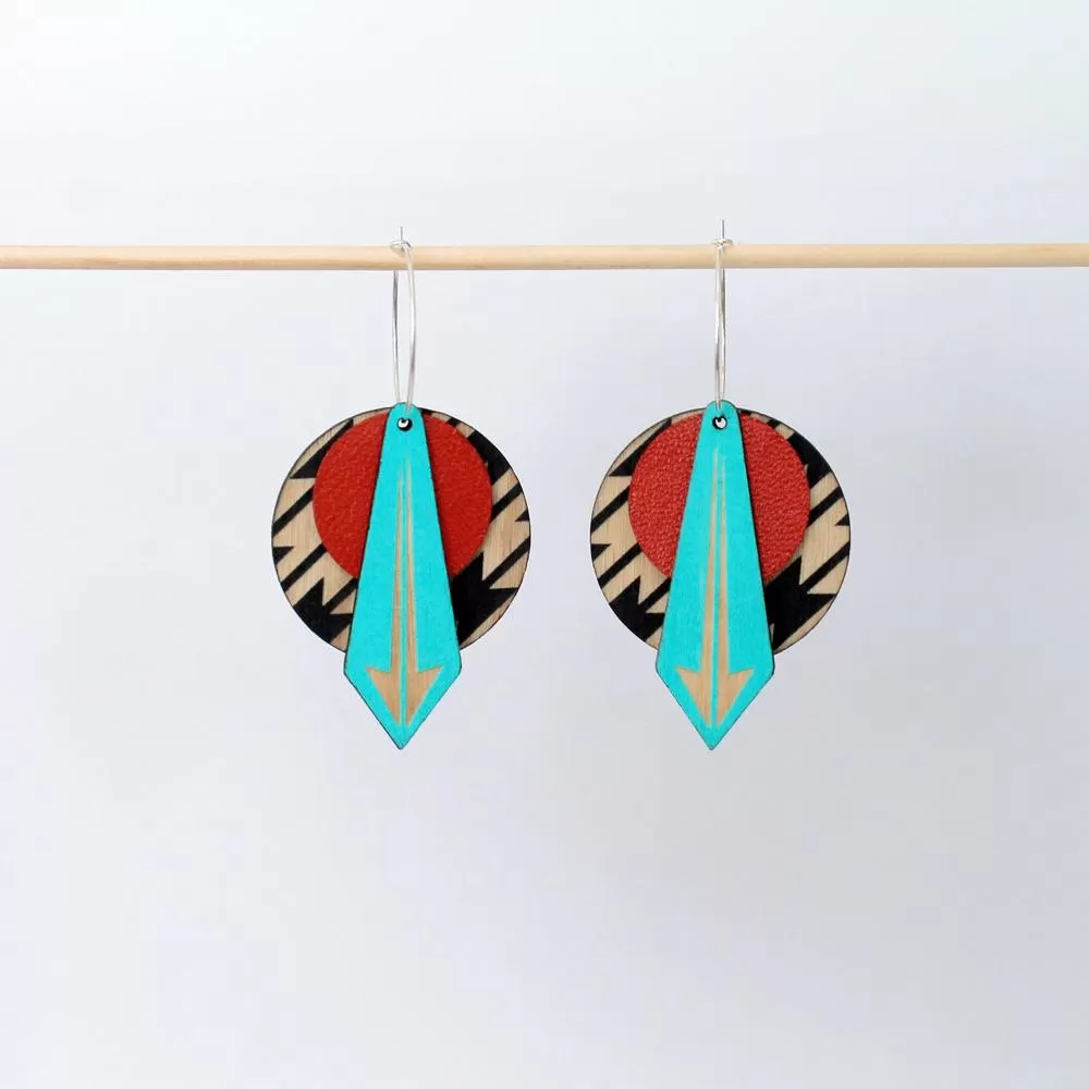 Architectural Lightweight Leather   Birch earring: Arrow