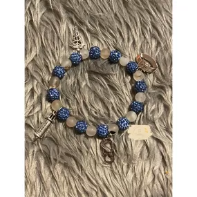 Blue Glitter & White Howlite nursing charm beaded bracelet