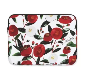 Camellia Floral Graphic Laptop Sleeves 11 13 15 inch Cases Protective Covers Handbags Square Pouches Designer Artist Prints Cute Lightweight School Collage Office Zipper Fashion Unique Gifts Couple Items Skins