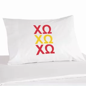 Chi Omega Sorority Letters in Sorority Colors Pillowcase