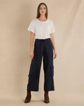 Ciel Linen Cargo Pant - Navy