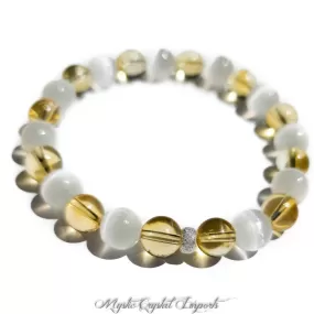 Citrine & Selenite Gemstone Bracelet - 8mm