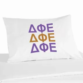 Delta Phi Epsilon Sorority Letters in Sorority Colors Pillowcase