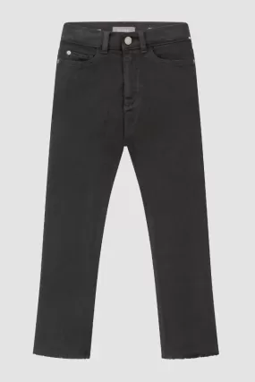 Emie Straight High Rise Jeans - Black Peached Raw