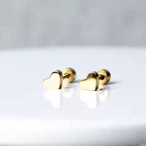 Heart Studs in Gold (Comfort Backs)