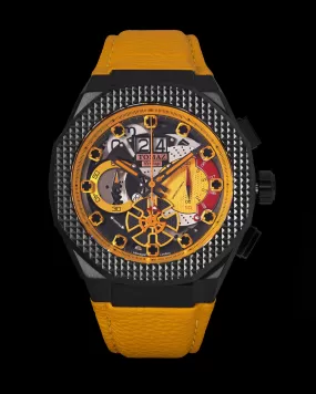 Hexagon TQ023A-D8 (Black/Yellow) Yellow Leather Strap