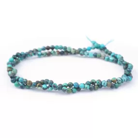 Hubei Turquoise 3mm Round Matrix A Grade - 15-16 inch