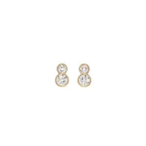 Kissing Diamonds Gold Stud Earrings