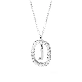 Moissanite Letter J Dangle Pendant Necklace