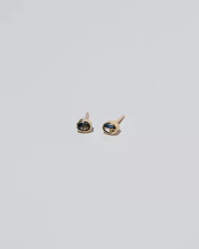 Oval Frame Stud Earrings - Bicolor Sapphire