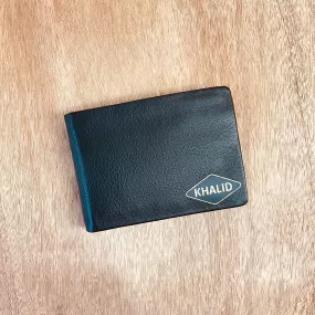 Personalised Slim Leather Wallet -BLACK