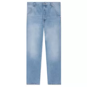 Straight Monogram Denim Pants - Blue